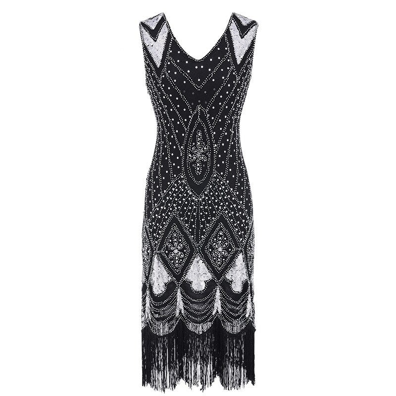 Φόρεμα Gatsby Chic Μαύρο Ασημί