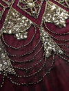 Βουργουνδία Haute Couture Μακρύ Φόρεμα Gatsby