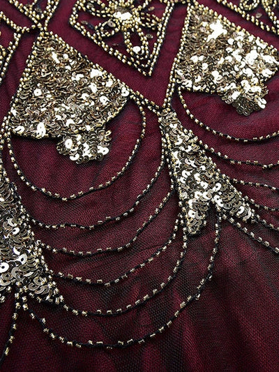 Βουργουνδία Haute Couture Μακρύ Φόρεμα Gatsby