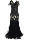 Μαύρο Και Χρυσό Μακρύ Φόρεμα Haute Couture Gatsby