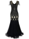 Μαύρο Και Χρυσό Μακρύ Φόρεμα Haute Couture Gatsby