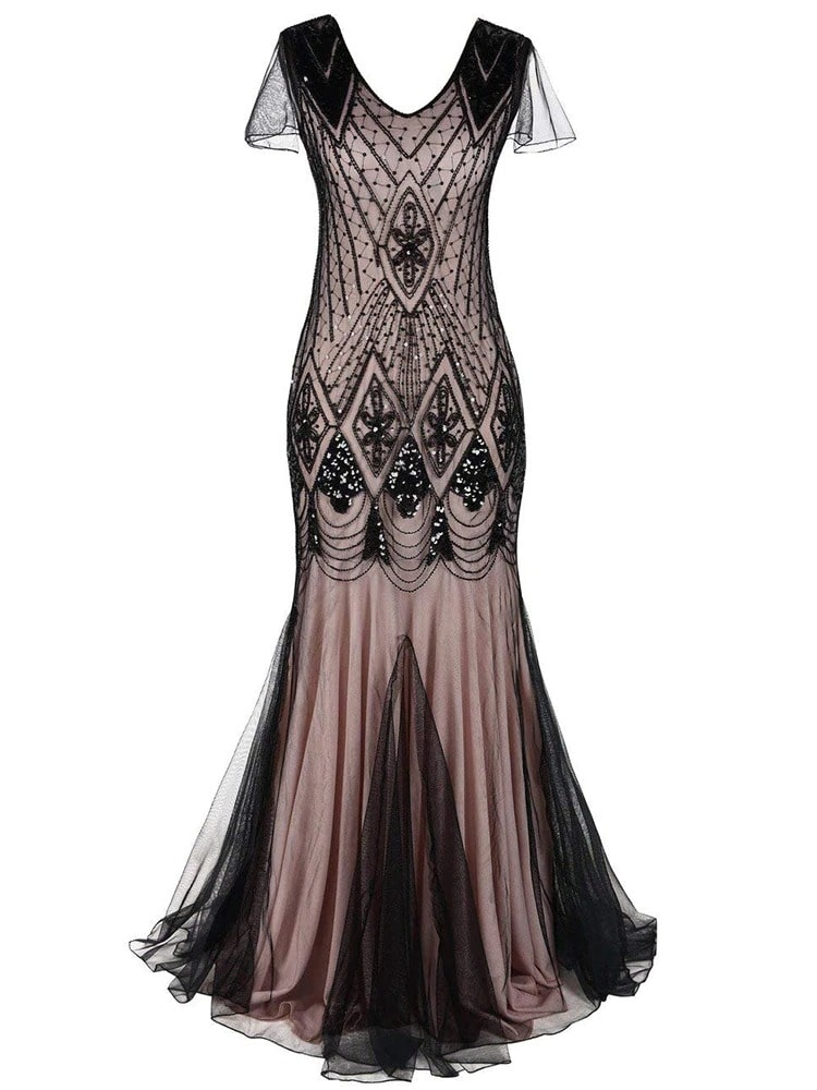 Ροζ Haute Couture Μακρύ Φόρεμα Gatsby