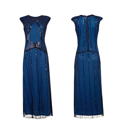 Κομψό Navy Long Gatsby Φόρεμα