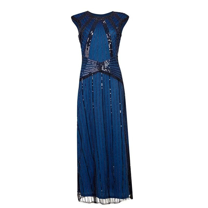 Κομψό Navy Long Gatsby Φόρεμα