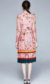 Μακρύ Vintage Floral Φόρεμα Ροζ