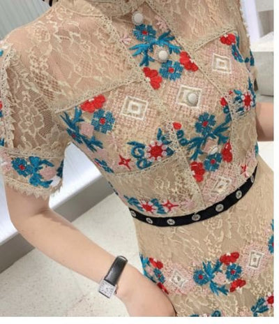 Μακρύ Φόρεμα Με Ruffle Vintage Σαμπάνια