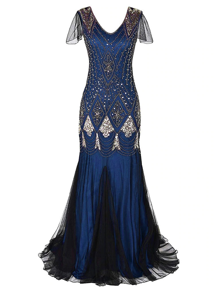 Μακρύ Μπλε Φόρεμα Gatsby Haute Couture