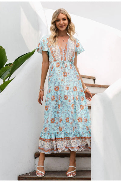 Vintage Bohemian Μακρύ Φόρεμα