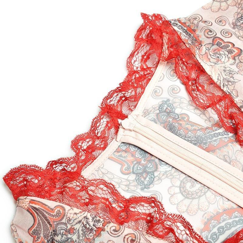 Κόκκινο Vintage Δαντελένιο Φόρεμα