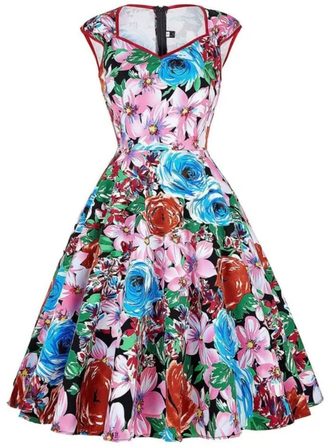 Φόρεμα Vintage Floral Style Της Δεκαετίας Του '50