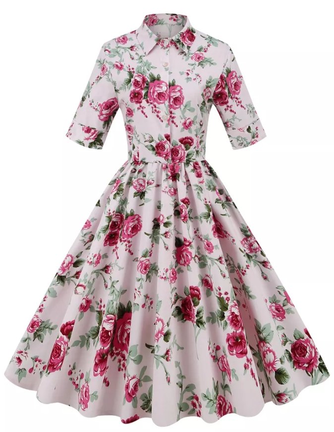 Φόρεμα Vintage Roses Style Της Δεκαετίας Του '50