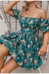 Πράσινο Vintage Floral Φόρεμα