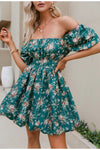 Πράσινο Vintage Floral Φόρεμα