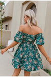 Πράσινο Vintage Floral Φόρεμα