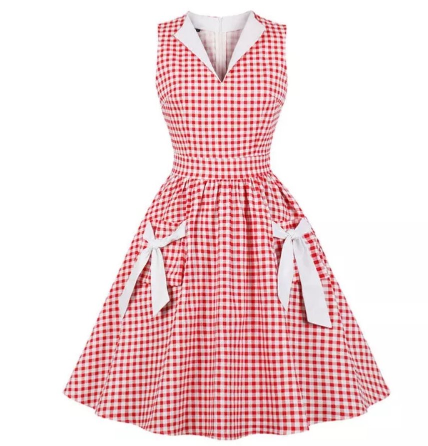 Vintage Τσέπες Για Φόρεμα Gingham
