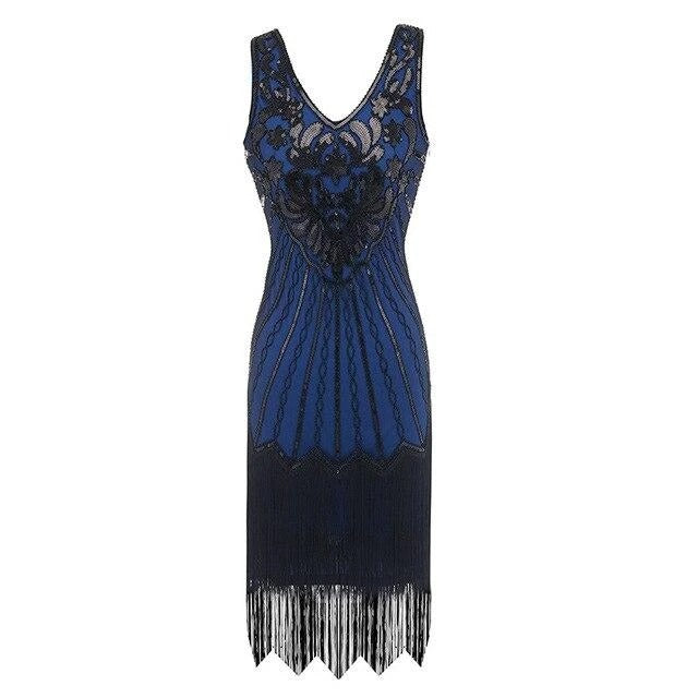 Vintage 20s Plus Size Μπλε Φόρεμα
