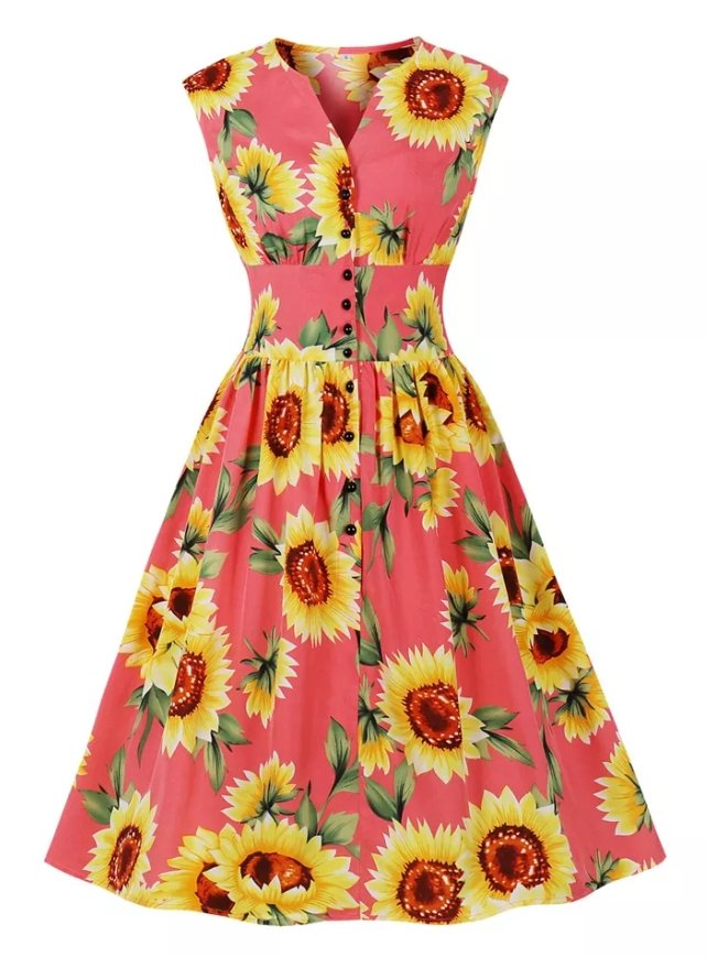 Vintage Φόρεμα 1950 Pink Flowers