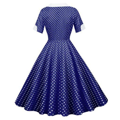 Vintage 50s Μπλε Πουά Φόρεμα