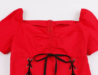Vintage 50s Plus Size Κόκκινο Φόρεμα