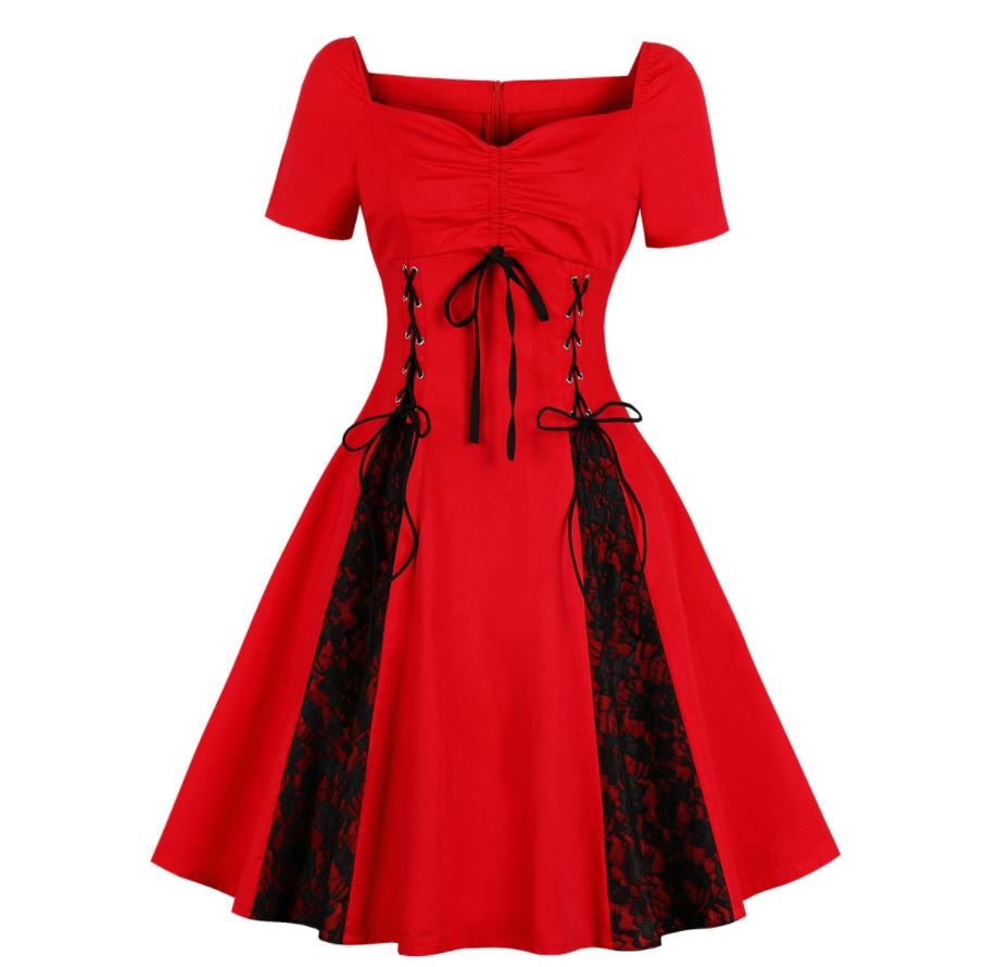 Vintage 50s Plus Size Κόκκινο Φόρεμα