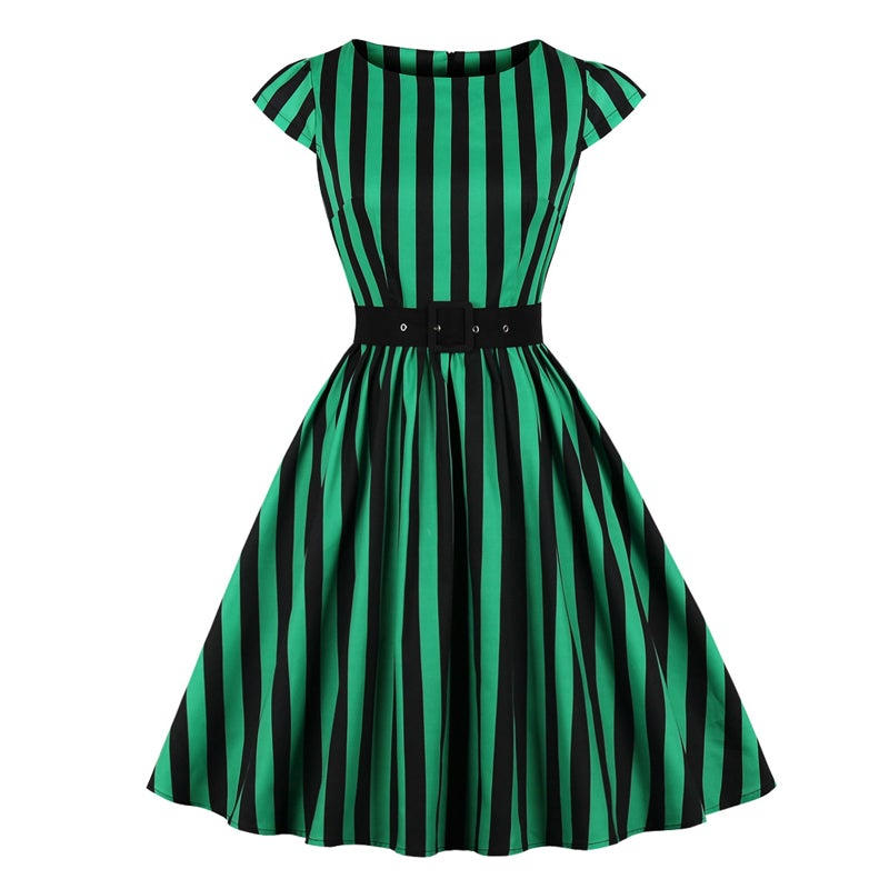 Ριγέ Φόρεμα Vintage 50s Plus Size