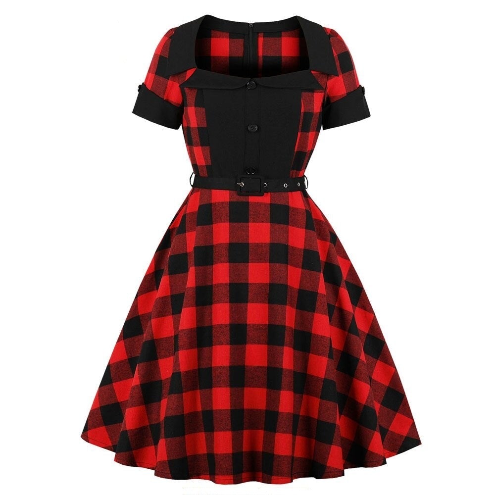 Vintage 50s Plus Size Κόκκινο Φόρεμα