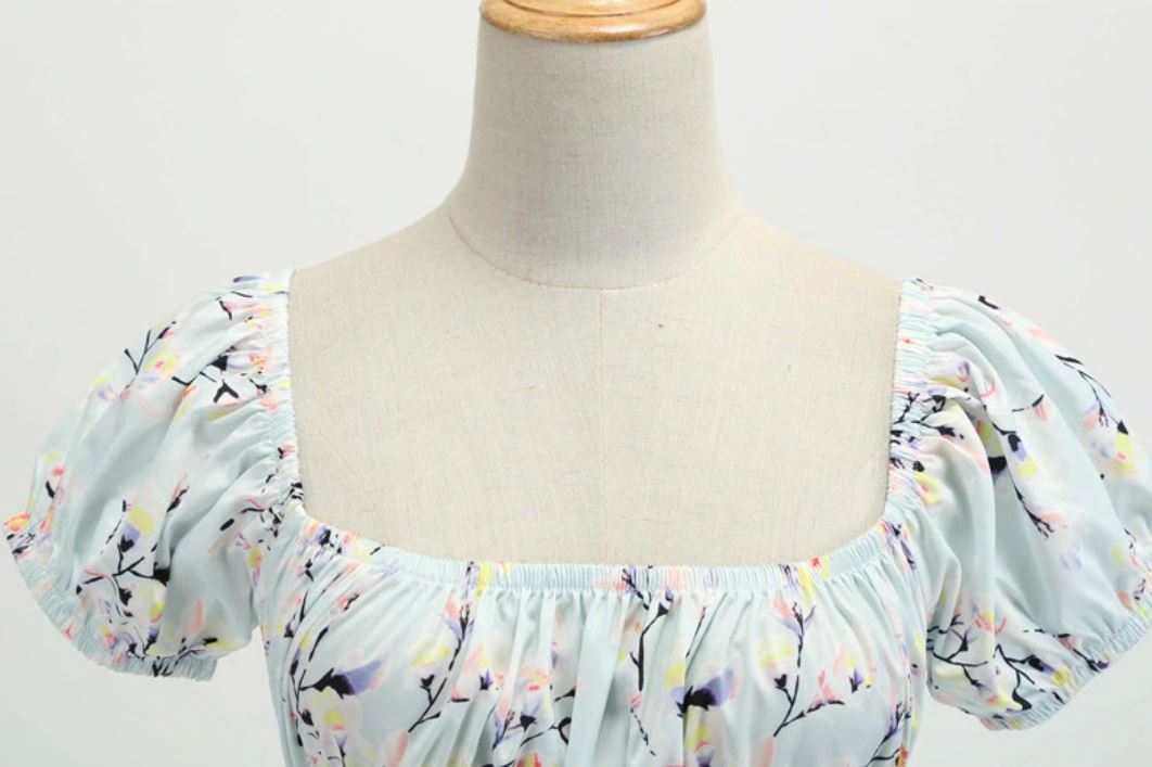 Vintage Φόρεμα Με Μπλε Λουλούδια Δεκαετίας Του '60