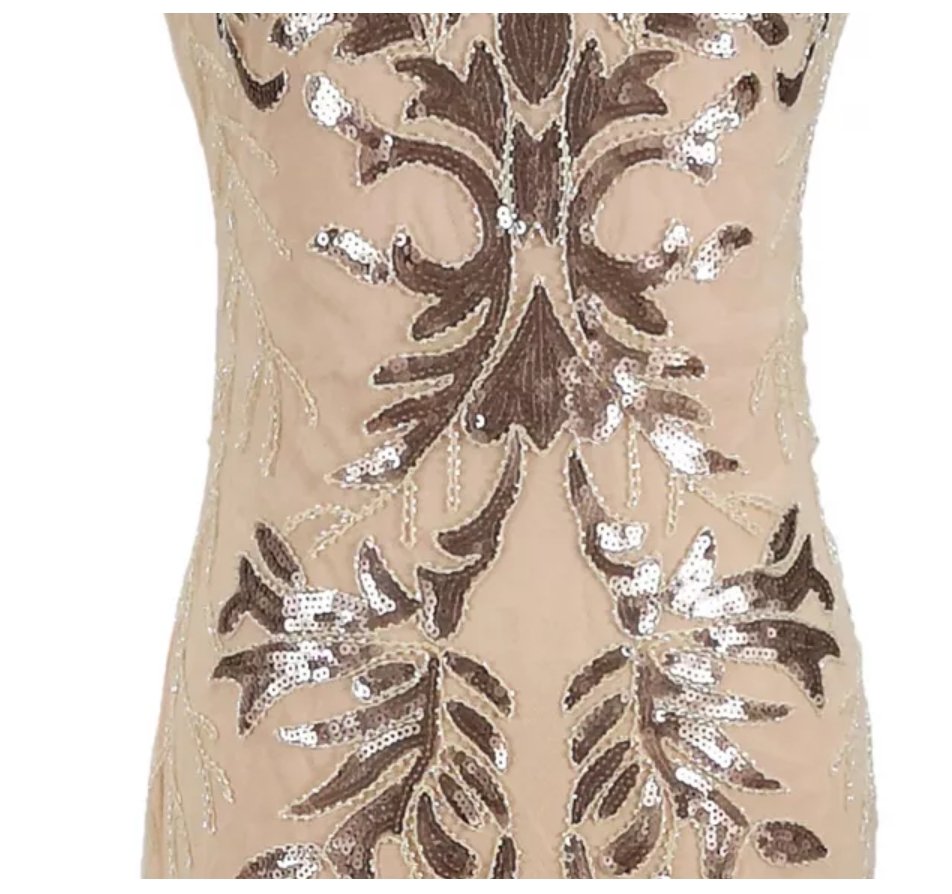 Vintage Μπεζ Φόρεμα Art Deco Της Δεκαετίας Του 1920