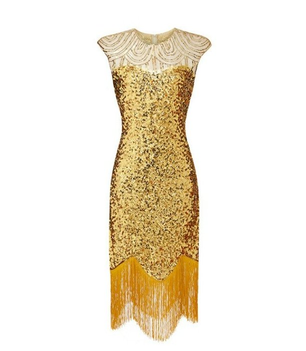 Vintage Φόρεμα 20s Plus Size Beige Gold