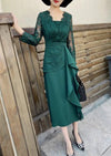 Vintage 40s Designer Πράσινο Φόρεμα