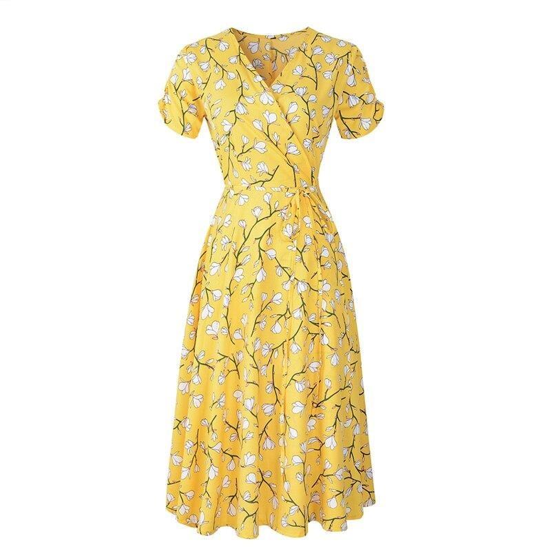 Vintage Φόρεμα 40s Yellow Flower