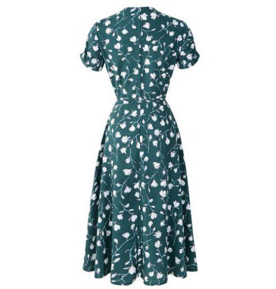 Vintage Φόρεμα 40s Green Flower