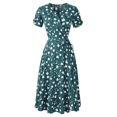 Vintage Φόρεμα 40s Green Flower