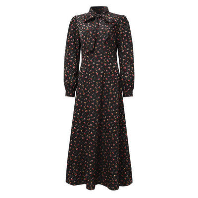 Vintage 40s Flowy Μαύρο Φόρεμα