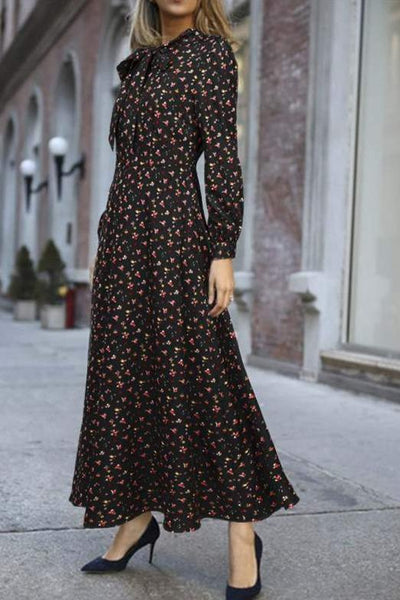 Vintage 40s Flowy Μαύρο Φόρεμα