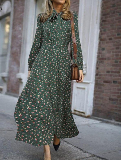 Vintage 40s Flowy Green Φόρεμα