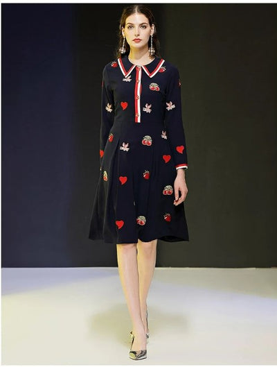 Vintage 40s Navy Βραδινό Φόρεμα