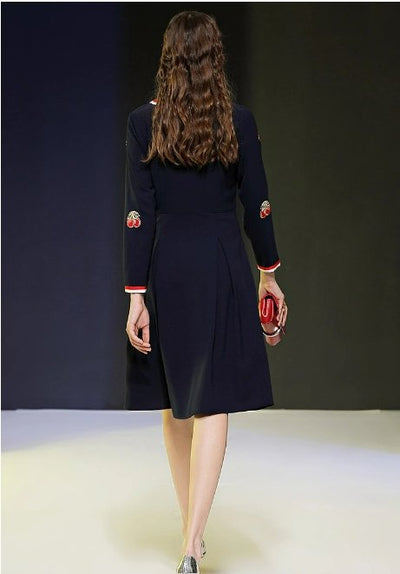 Vintage 40s Navy Βραδινό Φόρεμα