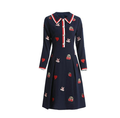 Vintage 40s Navy Βραδινό Φόρεμα