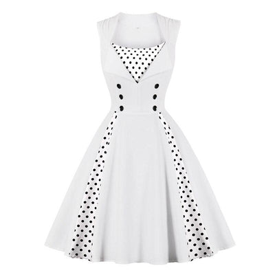 Vintage Λευκό Φόρεμα Rockabilly