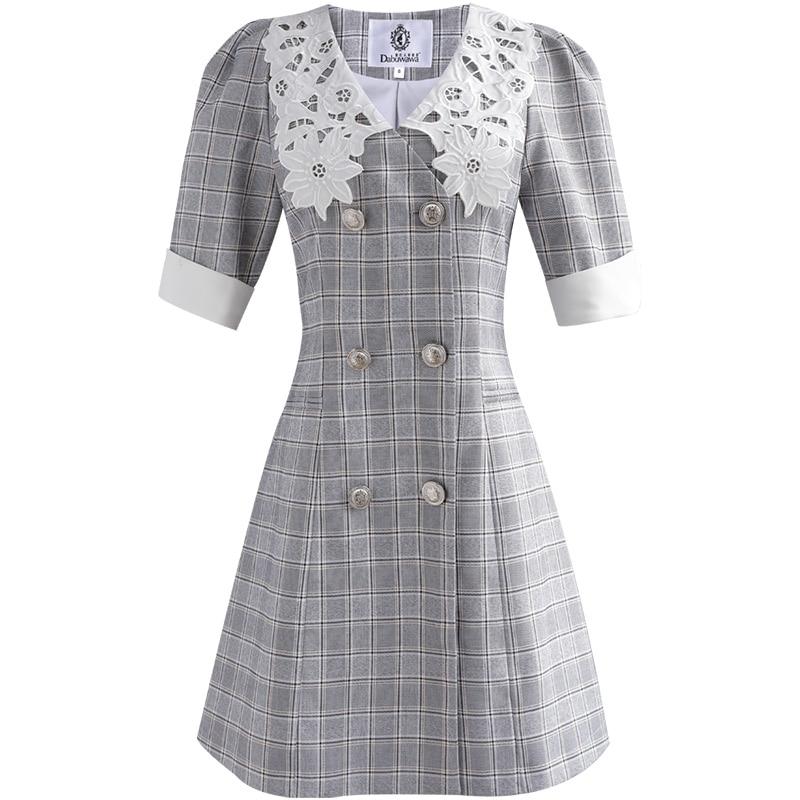 Vintage Chic Grey Check Φόρεμα