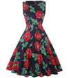 Vintage Κομψό Ρετρό Φόρεμα Navy Flowers