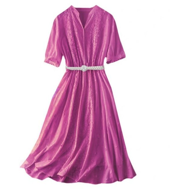 Vintage Φόρεμα Με V Λαιμόκοψη Fuschia