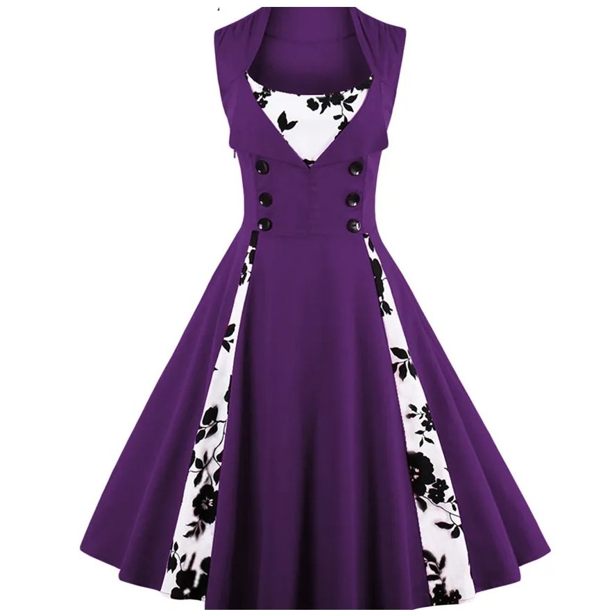 Μωβ Φόρεμα Vintage Plus Size 60s