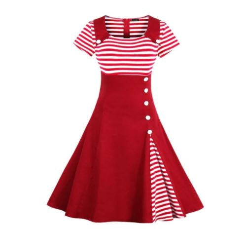 Vintage Plus Size 50s Κόκκινο Φόρεμα