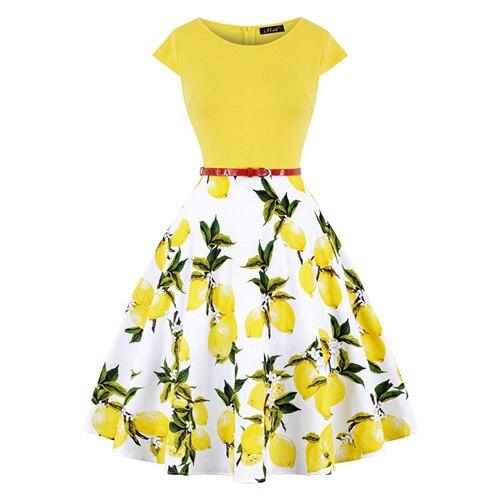 Vintage Plus Size 50s Φόρεμα Λεμόνι