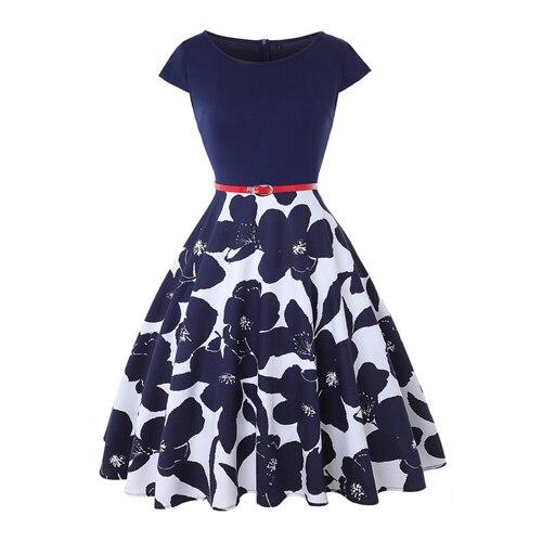 Φόρεμα Vintage Plus Size 50s Blue Flower