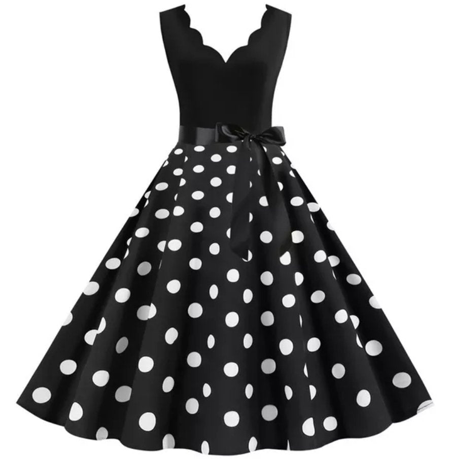Vintage Φόρεμα Plus Size Λευκό Μαύρο