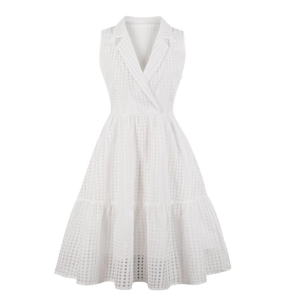 Λευκό Vintage Φόρεμα Plus Size