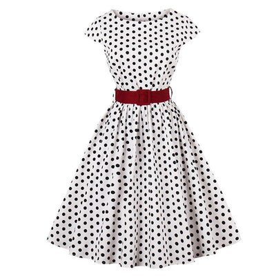 Φόρεμα Vintage Plus Size Λευκή Ζώνη